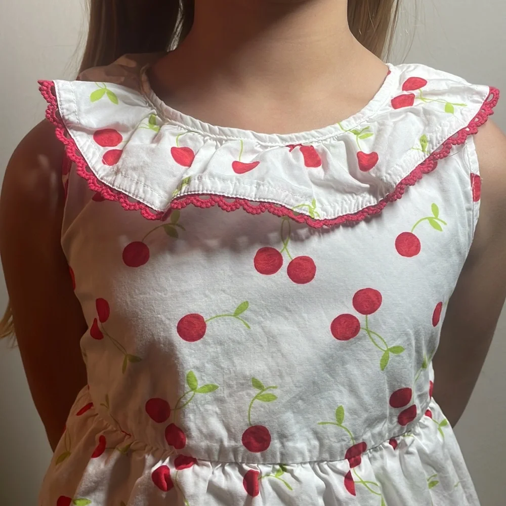 Gymboree red and white tiered cherries dress